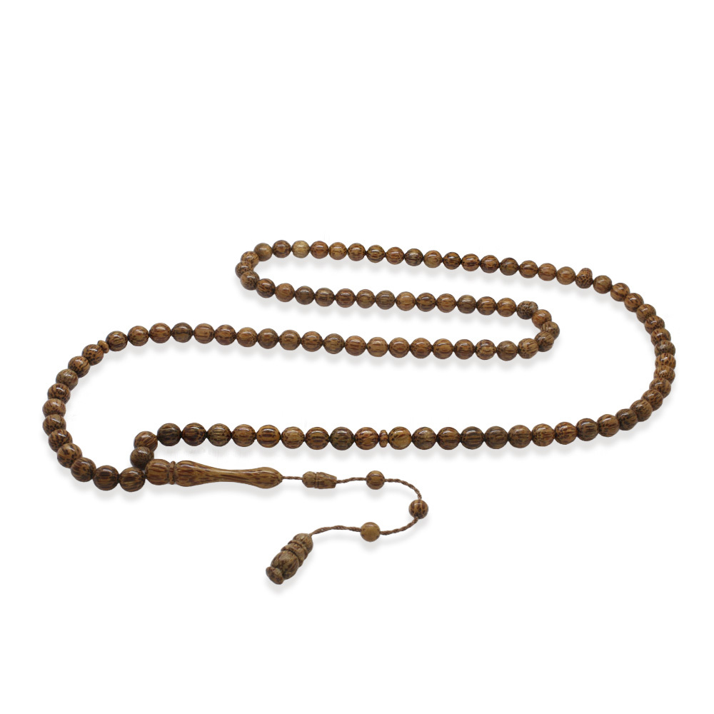 Natural Palmiye Ağacı - Namaz Tesbihi - Sistemli Tasarım - Kahverengi - Küre Kesim - 4
