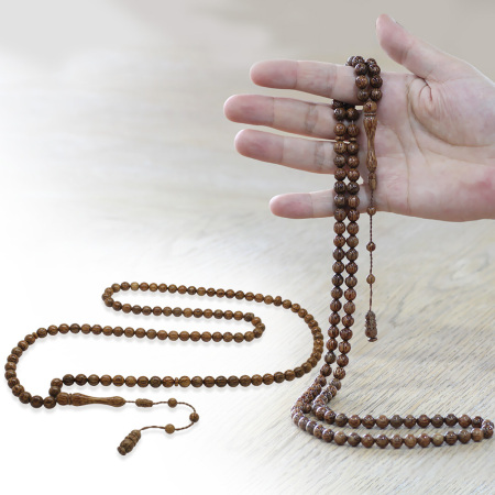 Natural Palmiye Ağacı - Namaz Tesbihi - Sistemli Tasarım - Kahverengi - Küre Kesim - Tesbihane