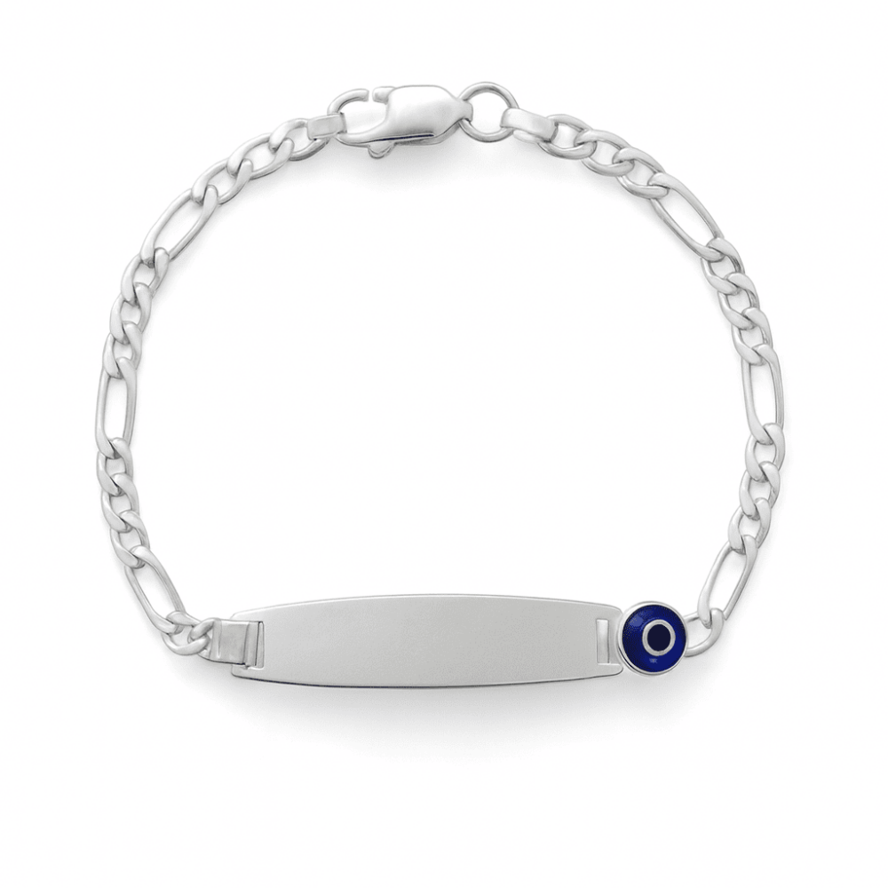 Nazar Bocuğu Detaylı 925 Ayar Gümüş Zincirli İsme Özel Yazılı Çocuk Bileklik - 4