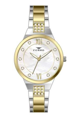 Ferro Sarı ve Gümüş Çelik Kordon Kadın Kol Saati F21928A-D F21928A-D - FERRO