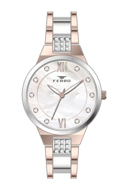 Ferro Rose ve Gümüş Çelik Kordon Kadın Kol Saati F21928A-E F21928A-E - 1