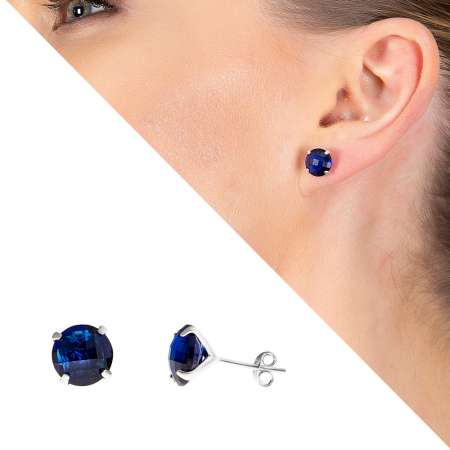 Gece Mavi Zirkon Taşlı 925 Ayar Gümüş Kadın Küpe - Tesbihane