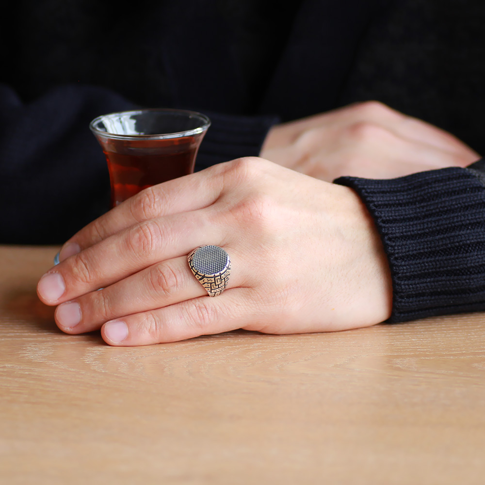 Nokta Desenli 925 Ayar Gümüş Çukur Yüzük - 3