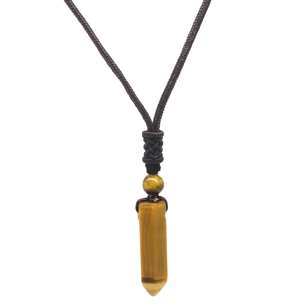 Obelisk Tasarım İp Zincirli Kaplan Gözü Doğaltaş Erkek Kolye - 3