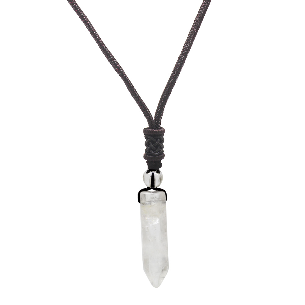 Obelisk Tasarım Zarif İp Zincirli Kristal Kuvars Doğaltaş Kadın Kolye - 8