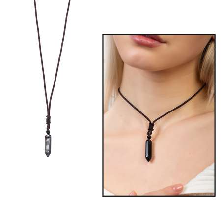 Obelisk Tasarım Zarif İp Zincirli Oniks Doğaltaş Kadın Kolye - Tesbihane