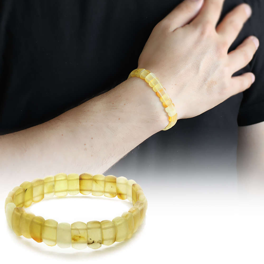Doğal Mat Damla Kehribar Rolex Bileklik - M1 - 1