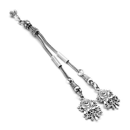 Osmanlı Arma Tasarım 2'li Uzun Model Kararmaz Metal Püskül - Tesbihane