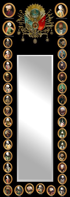 Osmanlı Arma ve Padişah Tasarım Ayna Kanvas Tablo - 2