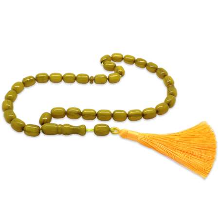 Osmanlı Saray Püsküllü Maxi Boy Uçlu Kapsül Kesim Bal Rengi Sıkma Kehribar Tesbih - Tesbihane