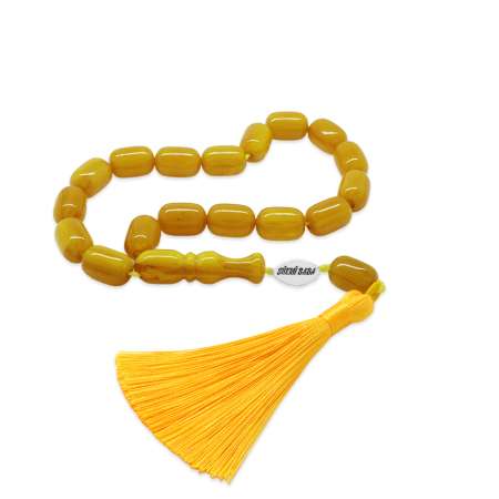 Osmanlı Saray Püsküllü Mega Boy Kapsül Kesim Bal Rengi Sıkma Kehribar Efe Tesbih - Tesbihane