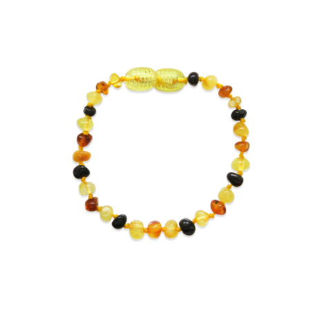 Oval Form Çok Renkli Doğal Damla Kehribar Bebek Bileklik - Tesbihane