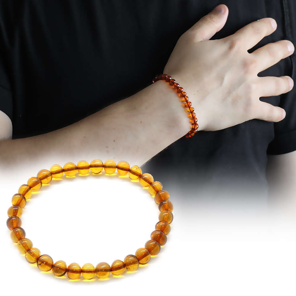 Oval Form Karamel Renk Doğal Damla Kehribar Bileklik - 1