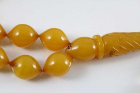 Özel El işçiliği Besmele Yazılı Sıkma Kehribar Tesbih(Model-3) - Tesbihane