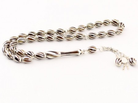 Özel Gümüş İşlemeli Bağa Tesbih - Tesbihane