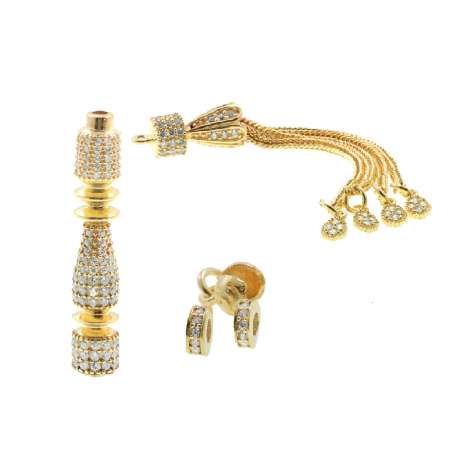 Özel İşçilikli Zirkon Taşlı İmame Püskül Set - M3 - Tesbihane