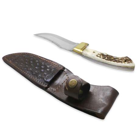 Özel Kılıflı Geyik Boynuzu Saplı İsme Özel 4116 Kalite Paslanmaz Çelik Outdoor Avcı ve Kamp Bıçağı - Tesbihane