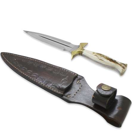 Primium Kutulu Geyik Boynuzu Saplı Kişiye Özel İsim Yazılı 4116 Çelik Kulaklı Çerkez Kaması - Tesbihane