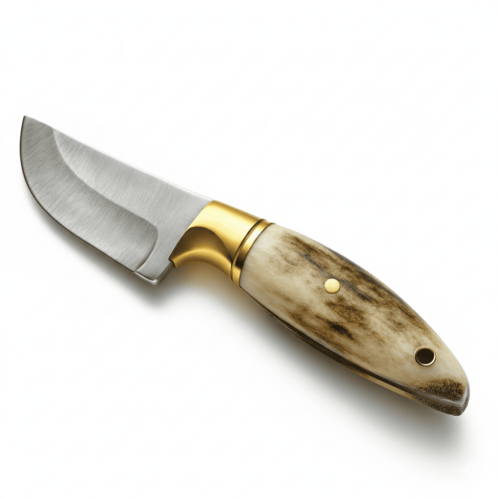 Premium Kutu Geyik Boynuzu Saplı Mini Barınlı İsme Özel 4116 Kalite Paslanmaz Çelik Avcı Kamp Bıçağı - 4