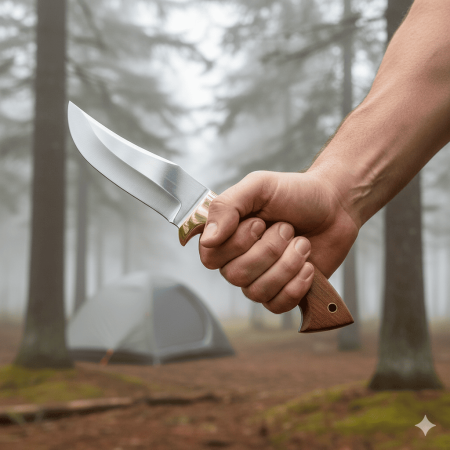 Premium Kutulu Kök Ceviz Ağacı Saplı İsme Özel 4116 Kalite Paslanmaz Çelik Outdoor Avcı Kamp Bıçağı - Tesbihane