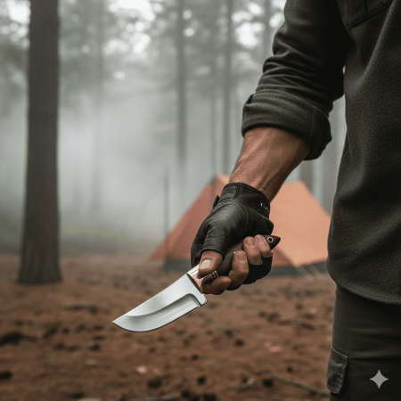 Premium Kutulu Ceviz Ağacı Saplı Mini Barınlı İsme Özel 4116 Kalite Paslanmaz Çelik Avcı Kamp Bıçağı - Tesbihane