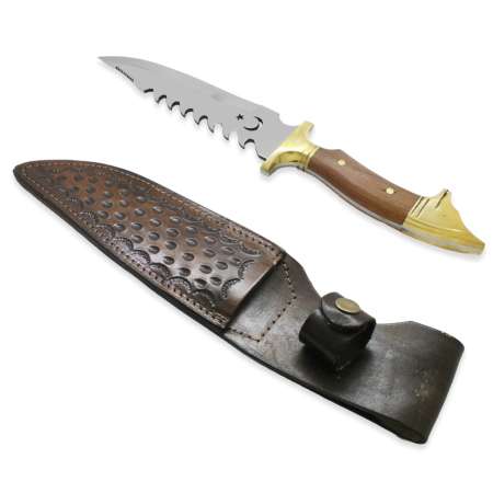 Ceviz Ağacı Kurtbaşı Saplı Kişiye Özel İsim Yazılı 4116 Kalite Paslanmaz Çelik Avcı Kamp Bıçağı - Tesbihane