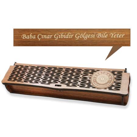 Özel Mesaj Yazılı Kahverengi Ahşap Elegance Hediye Tesbih Kutusu - M2 - Tesbihane