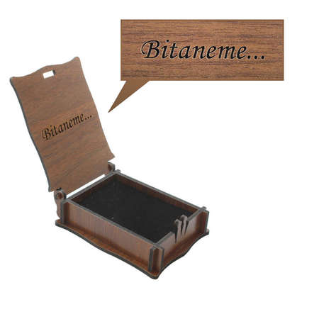 Özel Mesaj Yazılı Kahverengi Ahşap Hediye Kolye Küpe Kutusu - M4 - Tesbihane