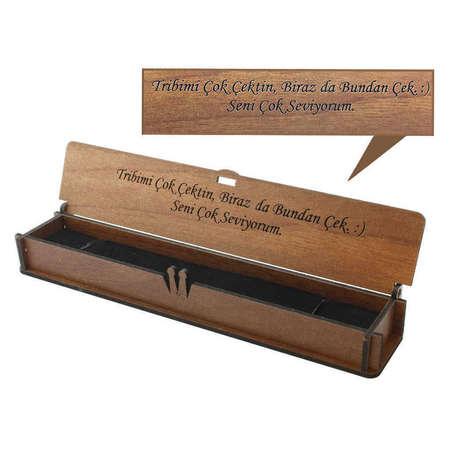 Özel Mesaj Yazılı Kahverengi Ahşap Hediye Tesbih Kutusu - M1 - Tesbihane
