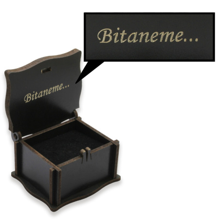 Özel Mesaj Yazılı Siyah Ahşap Hediye Yüzük Alyans Kutusu M1 - Tesbihane
