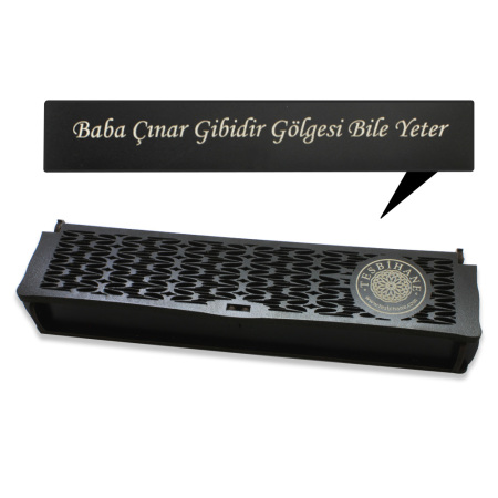 Özel Mesaj Yazılı Siyah Ahşap Elegance Hediye Tesbih Kutusu - M2 - Tesbihane