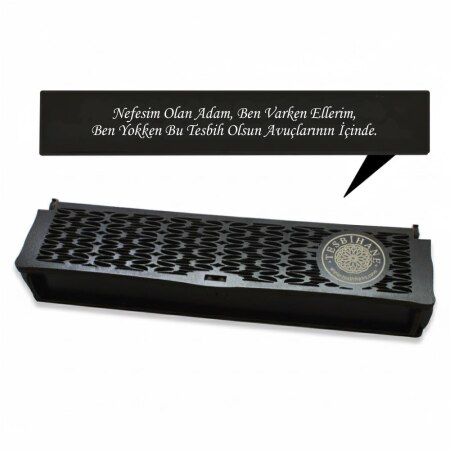 Özel Mesaj Yazılı Siyah Ahşap Elegance Hediye Tesbih Kutusu - M3 - Tesbihane
