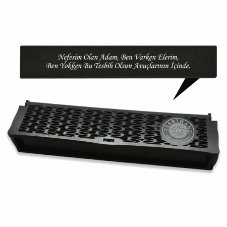 Özel Mesaj Yazılı Siyah Ahşap Elegance Hediye Tesbih Kutusu - M3 - Tesbihane