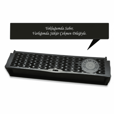 Özel Mesaj Yazılı Siyah Ahşap Elegance Hediye Tesbih Kutusu - M4 - Tesbihane