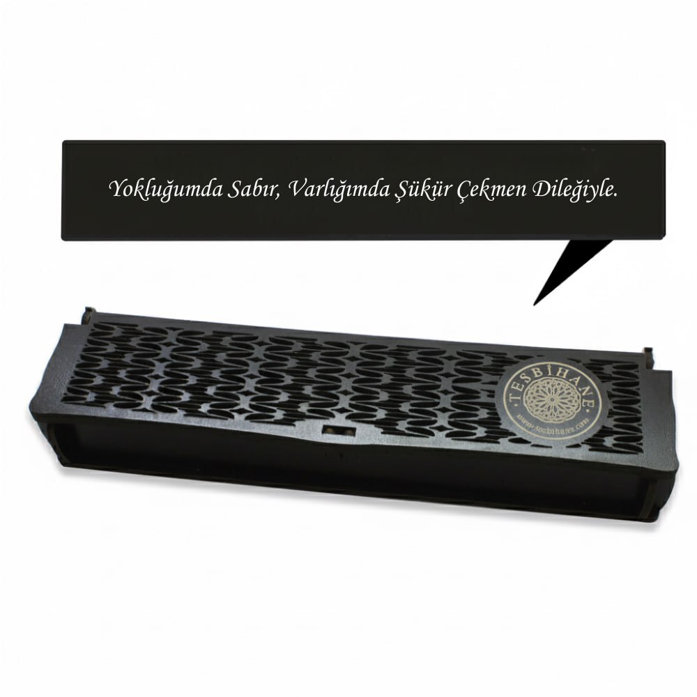 Özel Mesaj Yazılı Siyah Ahşap Elegance Hediye Tesbih Kutusu - M4 - 1