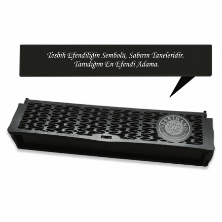 Özel Mesaj Yazılı Siyah Ahşap Elegance Hediye Tesbih Kutusu - M5 - Tesbihane