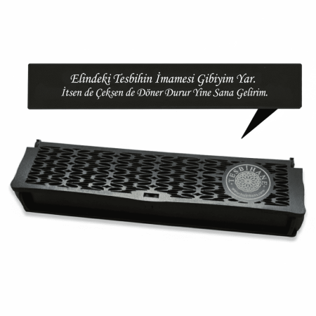 Özel Mesaj Yazılı Siyah Ahşap Elegance Hediye Tesbih Kutusu - M6 - Tesbihane