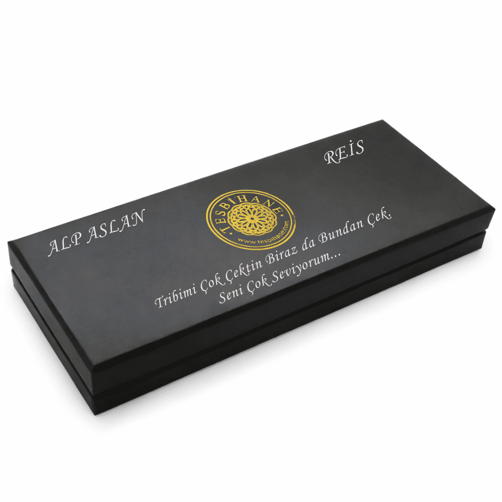 Özel Mesaj Yazılı - Siyah Renk - Tesbih Yuvalı - Şık Tesbih Kutusu - M1 - 1