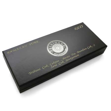 Özel Mesaj Yazılı - Siyah Renk - Tesbih Yuvalı - Şık Tesbih Kutusu - M1 - Tesbihane