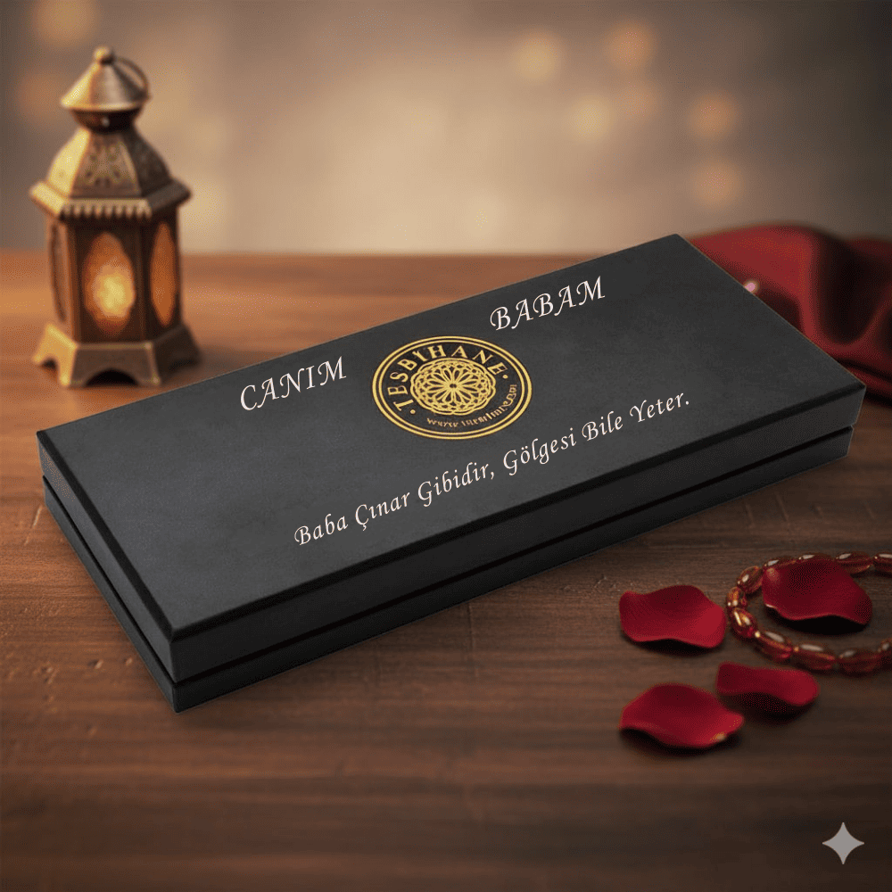 Özel Mesaj Yazılı - Siyah Renk - Tesbih Yuvalı - Şık Tesbih Kutusu - M2 - 2