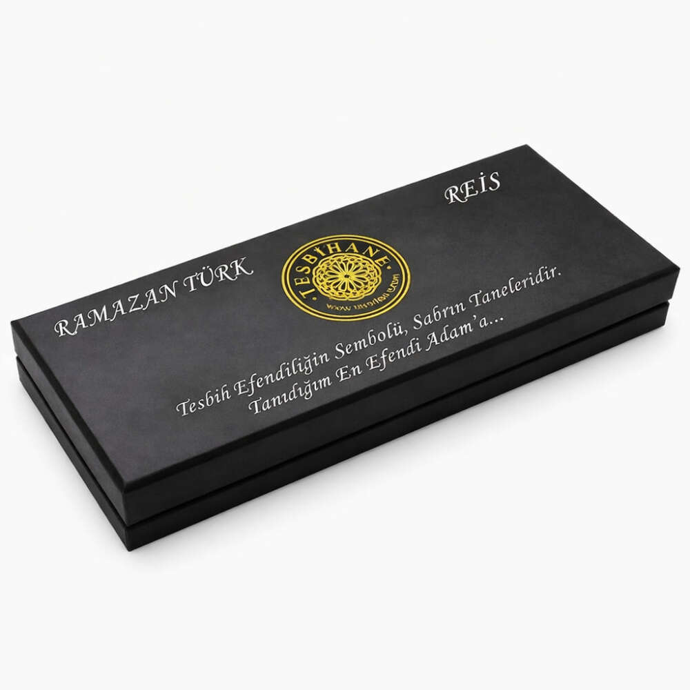 Özel Mesaj Yazılı - Siyah Renk - Tesbih Yuvalı - Şık Tesbih Kutusu - M5 - 1