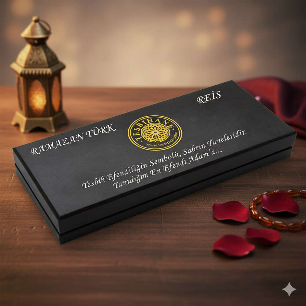 Özel Mesaj Yazılı - Siyah Renk - Tesbih Yuvalı - Şık Tesbih Kutusu - M5 - 2