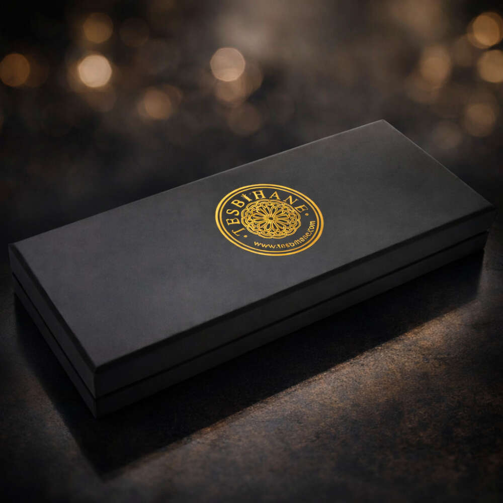 Özel Mesaj Yazılı - Siyah Renk - Tesbih Yuvalı - Şık Tesbih Kutusu - M5 - 9