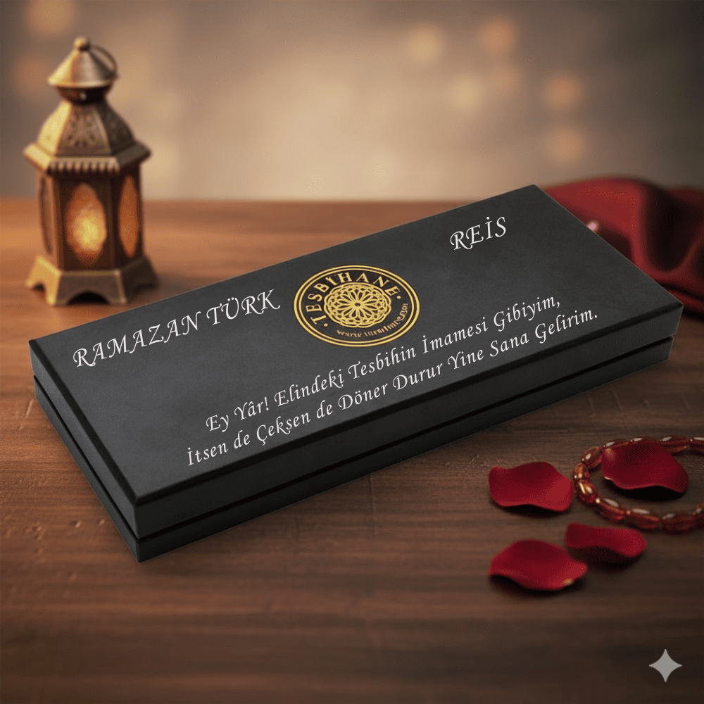 Özel Mesaj Yazılı - Siyah Renk - Tesbih Yuvalı - Şık Tesbih Kutusu - M6 - 2