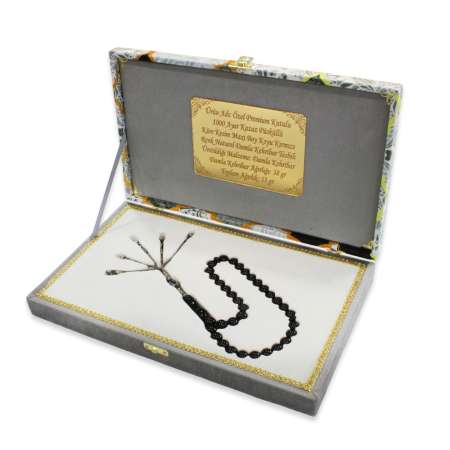 Premium Kutulu 1000 Ayar Kazaz Püskül Küre Kesim Maxi Boy Kırmızı Renk Naturel Damla Kehribar Tesbih - Tesbihane