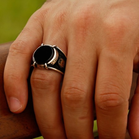 Özel Tasarım Oniks Taşlı Gümüş Pençe Yüzük (model-5) - Tesbihane