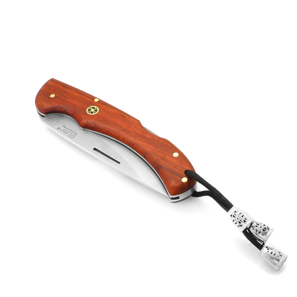 Padok Ağacı Saplı Hayta Model Kilit Mekanizmalı İsme Özel 4116 Karartılmış Çelik Avcı Kamp Bıçağı - 5