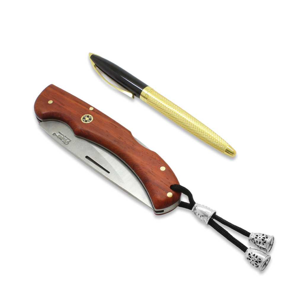 Padok Ağacı Saplı Hayta Model Kilit Mekanizmalı İsme Özel 4116 Karartılmış Çelik Avcı Kamp Bıçağı - 3