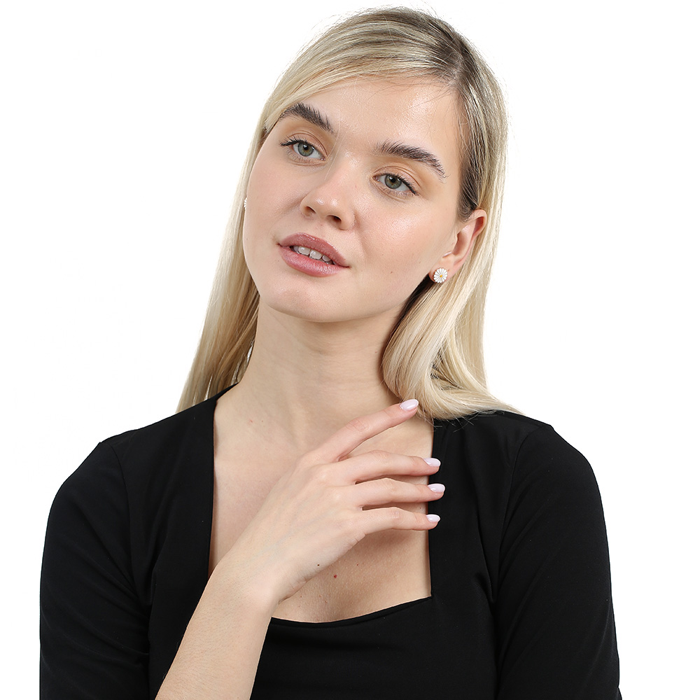 Papatya Tasarım Rose Renk 925 Ayar Gümüş Kadın Küpe - 2