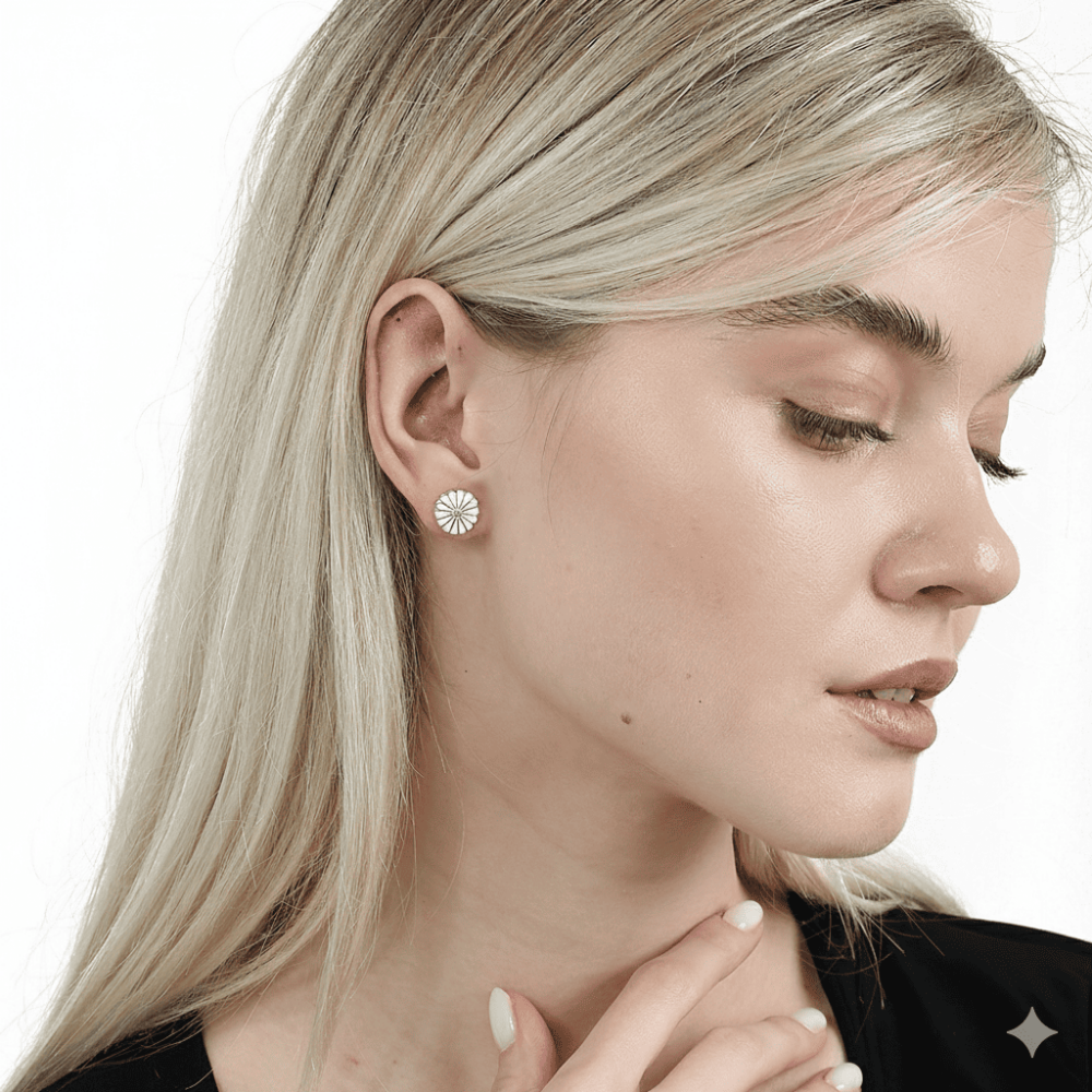 Papatya Tasarım Gümüş Renk 925 Ayar Gümüş Kadın Küpe - 2